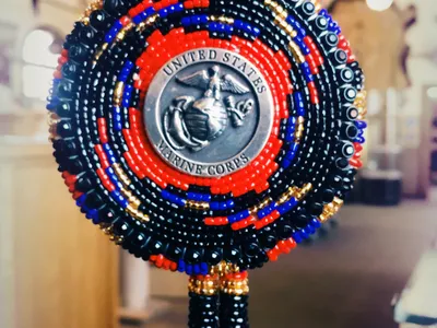 Beaded Marine Corp Bolo Tie