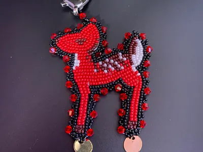 Flat Stitch Fawn Keychain