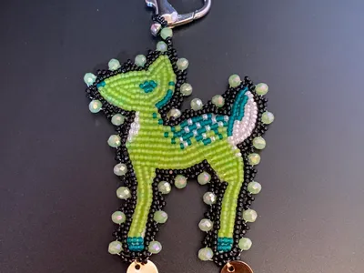 Flat Stitch Fawn Keychain