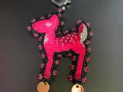 Flat Stitch Fawn Keychain