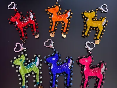 Flat Stitch Fawn Keychains
