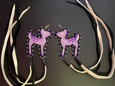 Beaded Fawn Earrings with Fringe