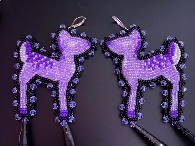 Beaded Fawn Earrings with Fringe
