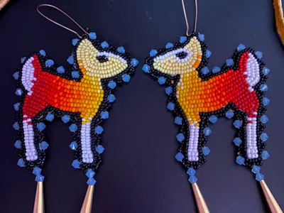Beaded Fawn Earrings with Fringe