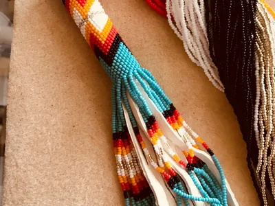 Peyote Stitched Keychain with Beaded Fringe