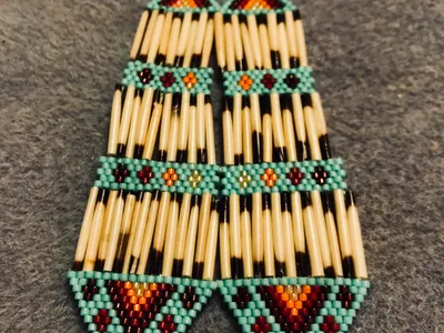 Brick Stitch Earrings with Porcupine Quills